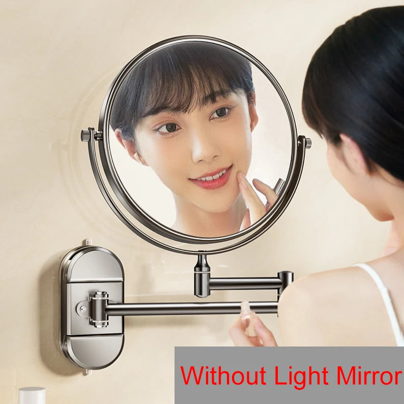Self Priming Led Folding Bathroom Mirror Wall Mounted Light Bathroom Makeup Mirror 8 Inch 3X Magnifying Arm Extend Bath Mirrors