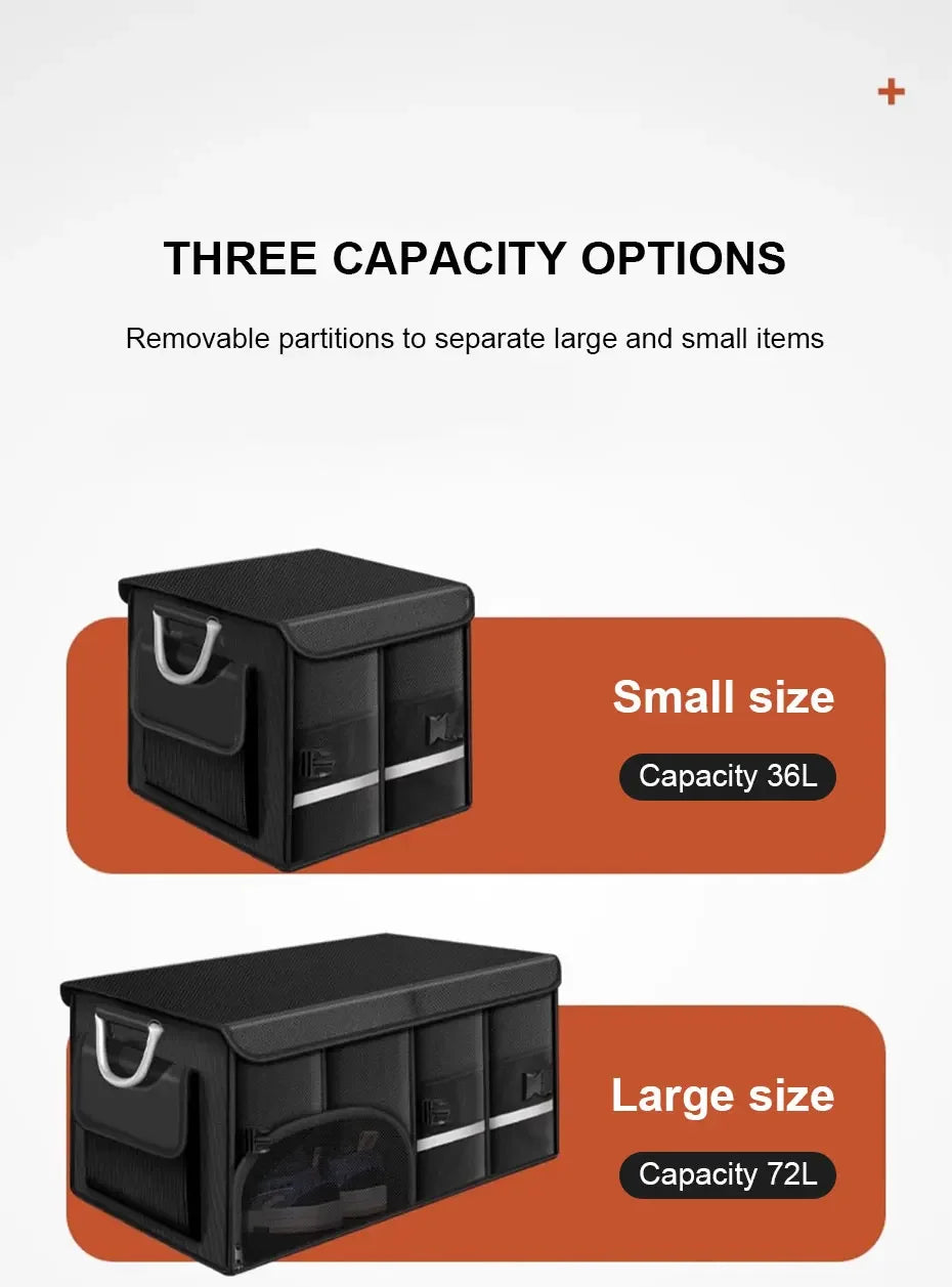 Foldable Trunk Storage Box Waterproof Oxford Cloth 110L Large-Capacity Car Organizer for Camping/Fishing Easy to Carry