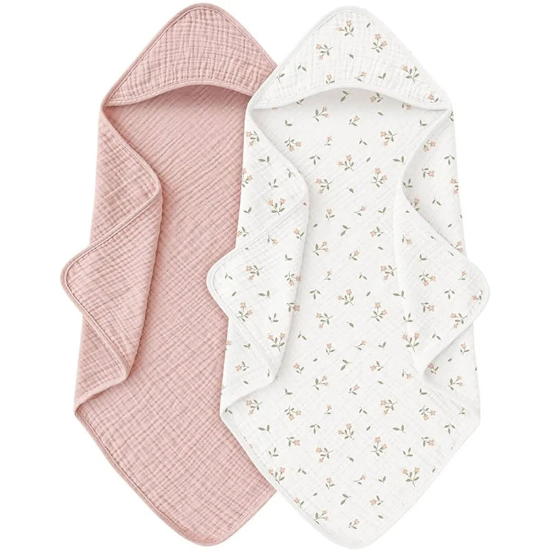 1PC Hooded Baby Towels for Newborn Muslin Organic Cotton Baby Bath Towel Soft Absorbent Towels for Boys Girls