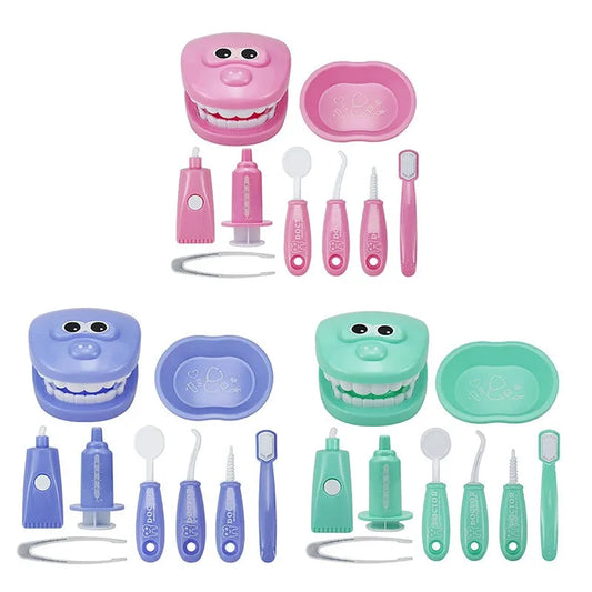 9PCS Plastic Dental Simulation Game Set, Children's Medical Set Hygiene Habit Cultivation Teaching Aid Intellectual Brushing Toy