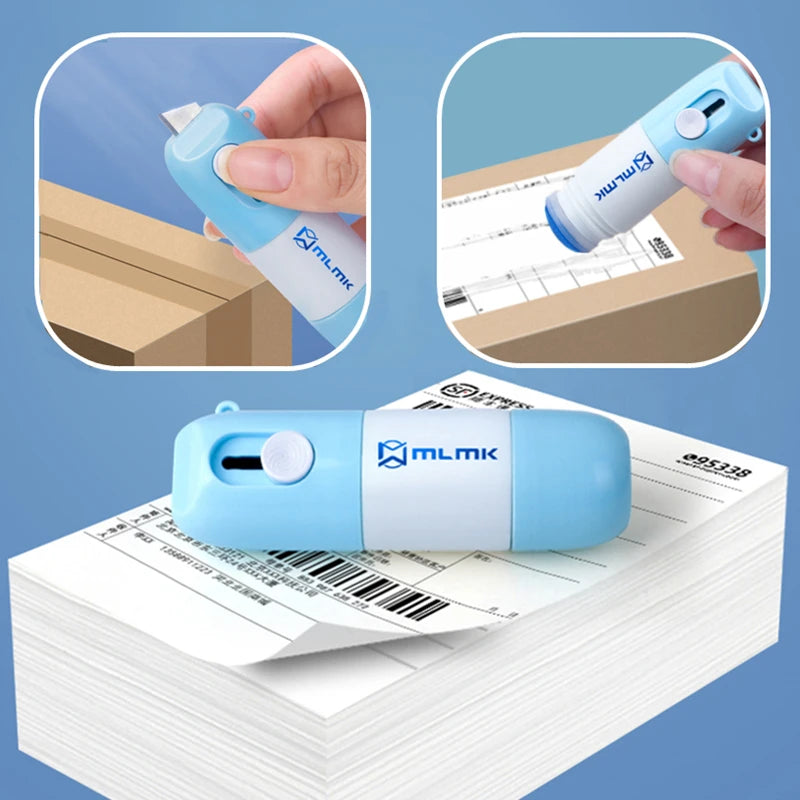 2 In 1 Thermal Paper Correction Solution & Parcel Box Opening Knife Home Office Identity Data Security Protection Liquid Eraser