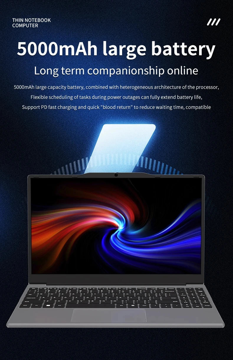 14.1 Inch Laptop Intel Notebook N5095 IPS 1920*1080 2*DDR4 32GB M.2 SSD PCIE WIFI5 BT4.2 Lightweight Business Computer Notebook