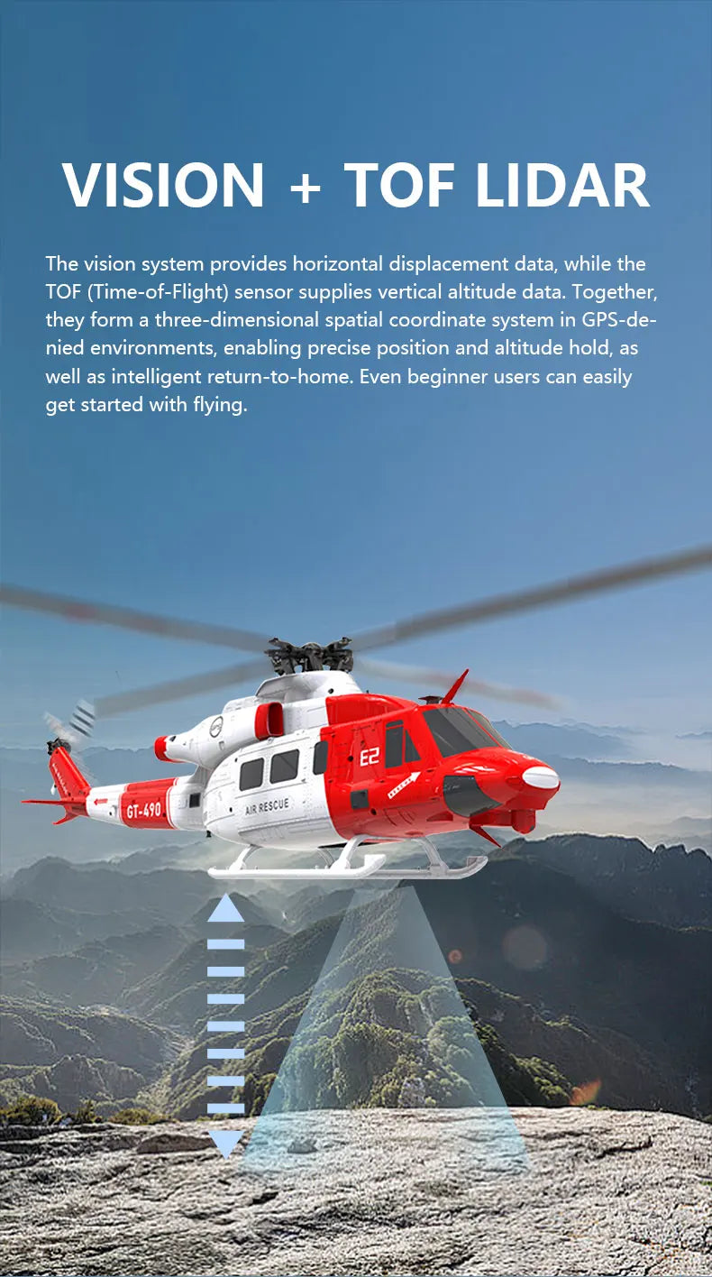 2025 New 1:35 Goosky E2 Remote-Controlled Helicopter Gps Intelligent Drone Resembling Real Uh-1y Helicopter