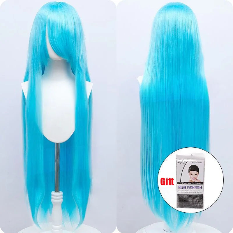 Snoya 100cm synthetic long straight cosplay wig with bangs Heat Resistant hair Anime pink blonde red purple women wig