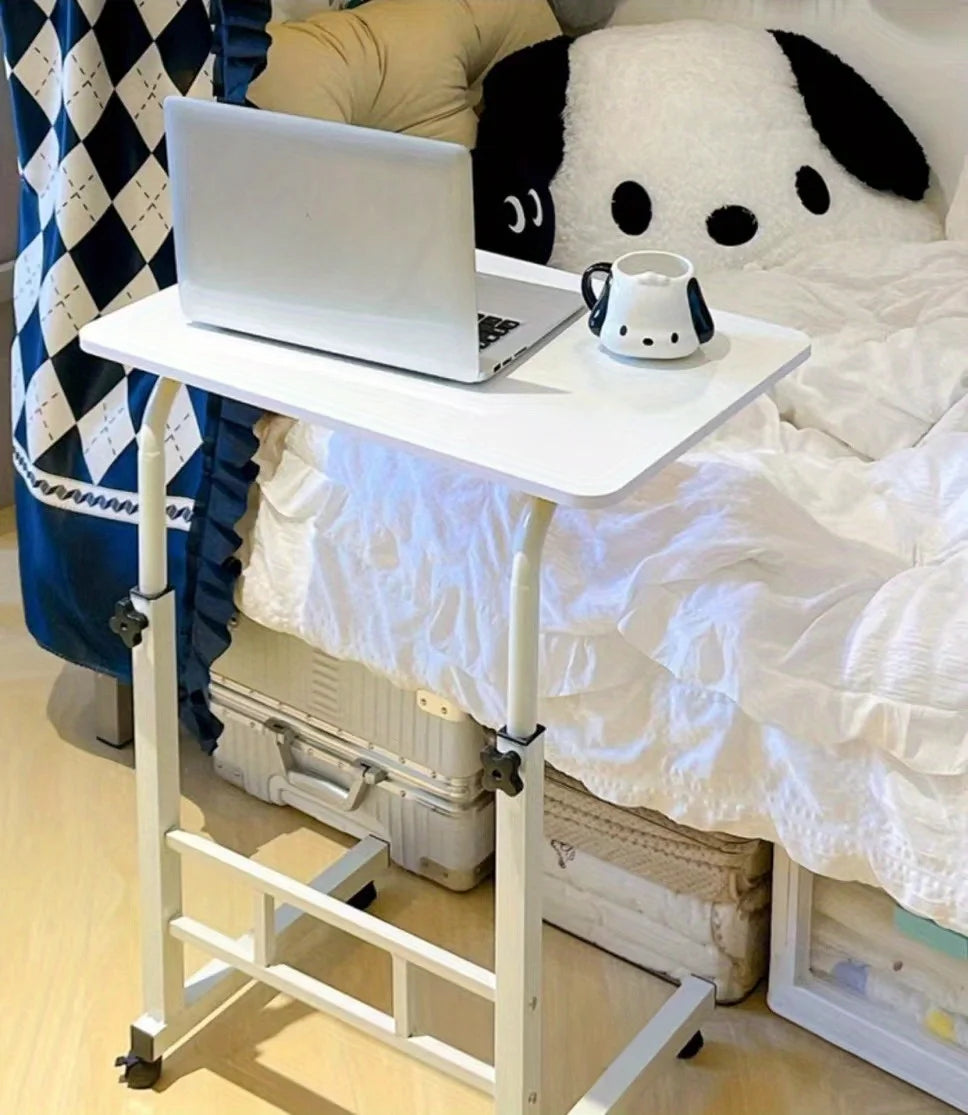 Study Table Bed Side Table Office Computer Table, Universal Pulley+adjustable Height|Ideal for Studying, Working & Storage