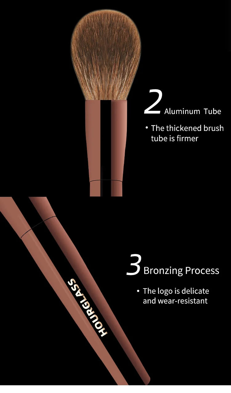 Hourglass Makeup Brush Set Mini Portable 7 Pcs, High Quality Soft Animal Hair Brush Include Eyeshadow,Blush,Powder Brush