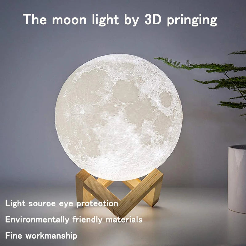 3D Print Moon Lamp Rechargeable Color Change 3D Light Touch Moon Lamp Children's Lights Night Lamp LED Night Light for Home 2024
