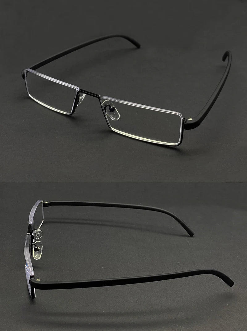 Metal Anti-Blue Light Reading Glasses Men Half Frame Prescription Eyeglasses Male Reading Glasses