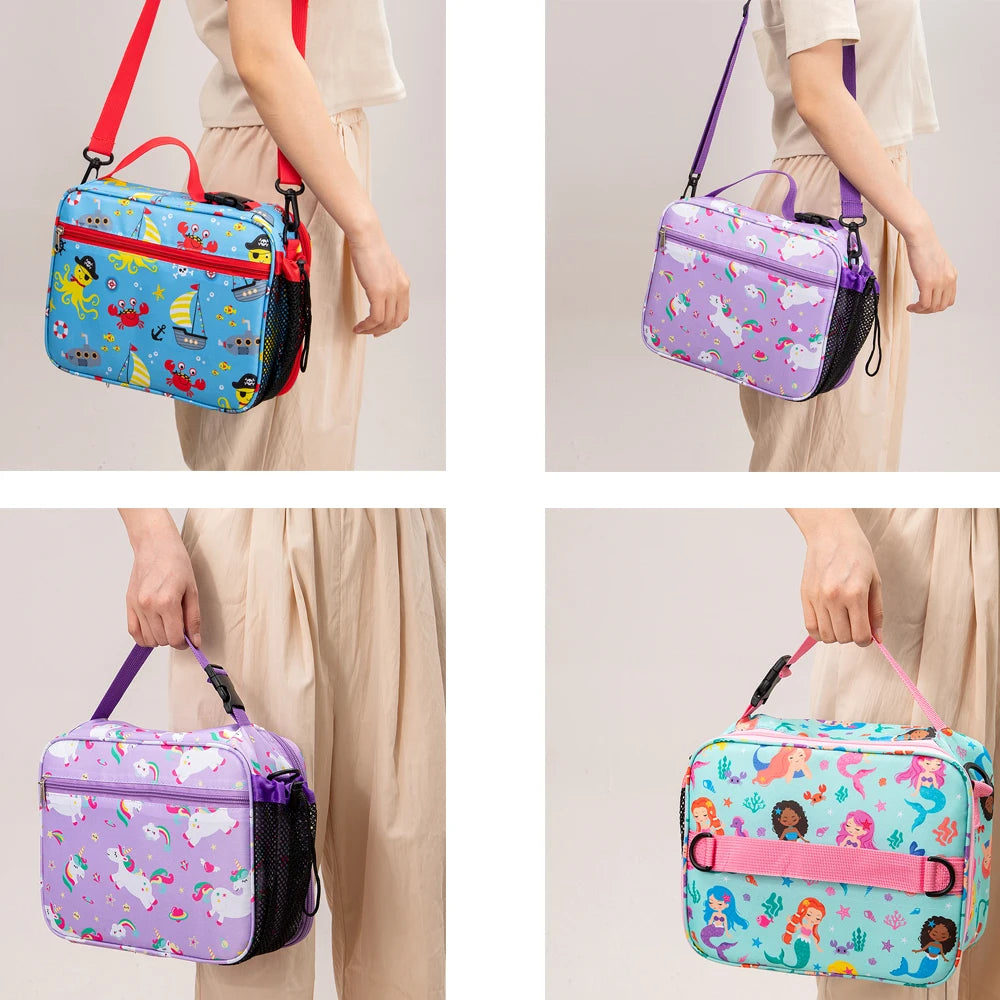 Cartoon Insulated Lunch Bag for Student Portable Food Thermal Box Waterproof Office Lunchbox With Shoulder Strap Insulated Case