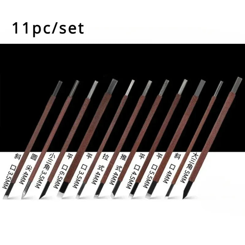 Stone Carving Hand Tools Set Professional Stone Carving Chisel Set 11/7/5/3pc Manganese Steel Woodworking Fine Sculpture Tool
