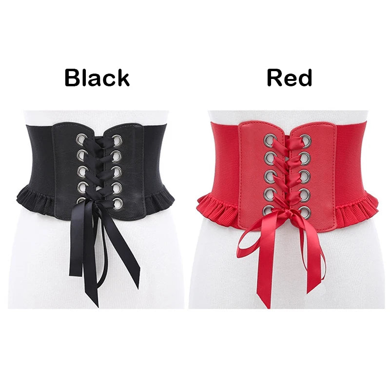 Women Wide Corset Belt Waistband Female Elastic High Waist Bandages Girdle Belts for Coat Dress Shirt Feminin Ceinture Corsets