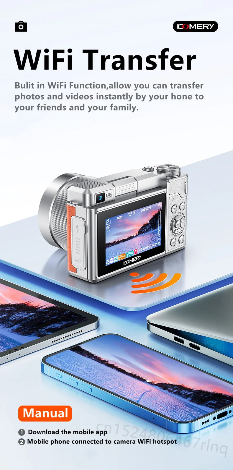 5K Digital Camera Auto Focus 80MP Vlogging Camera for YouTube and Anti-Shake Video Camera with Flash Dual Lens Selfile Camcorder