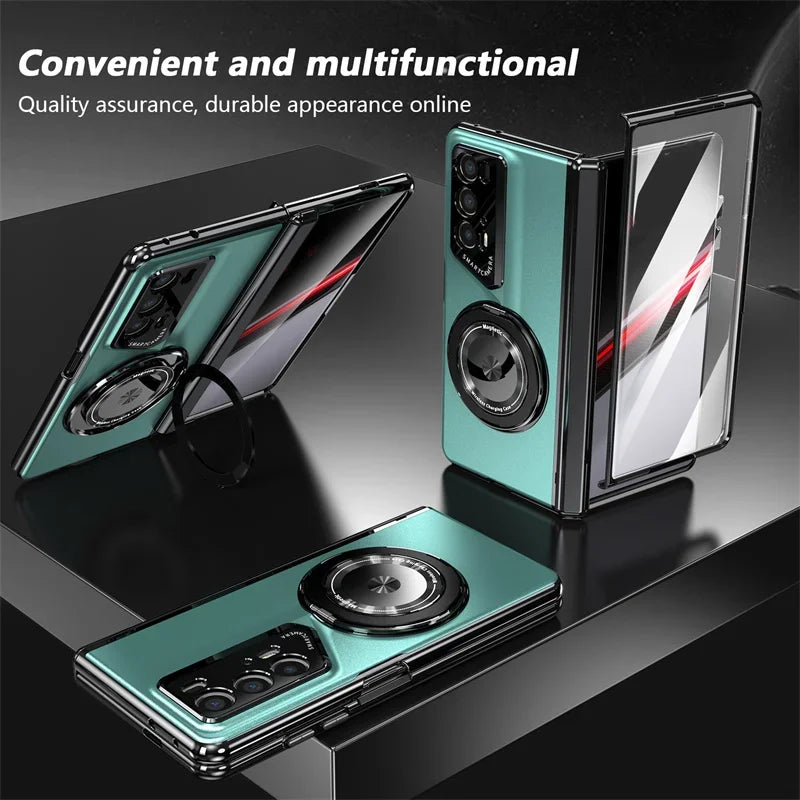 Matte Solid Color Phone Case for Honor Magic V2 RSR Hard Shell Protection Shockproof Film Protector with Holder Cover