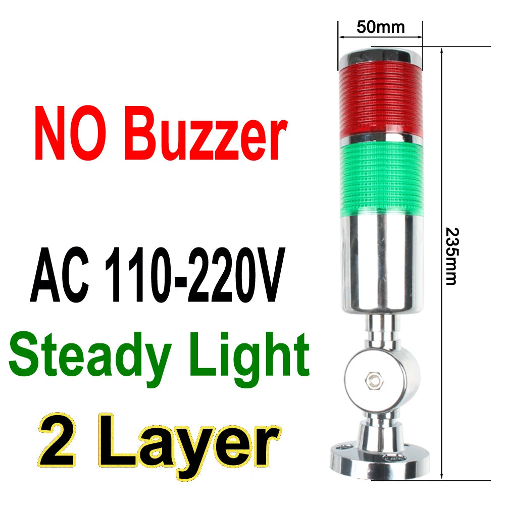 1-3 color LTA Vertical Industrial Multilayer Stack light Lamp Signal Tower Alarm caution light Flash Industrial Tower LED Silver
