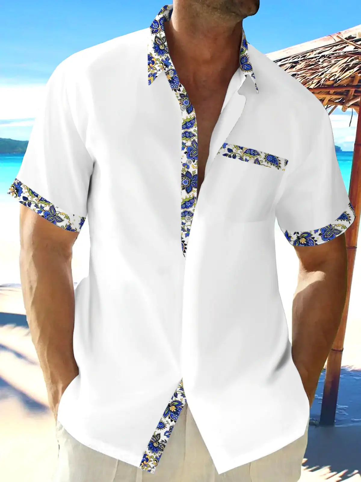 Men's shirts, button up shirts, casual shirts, spring and summer, printed short sleeves, daily, fashionable, comfortable
