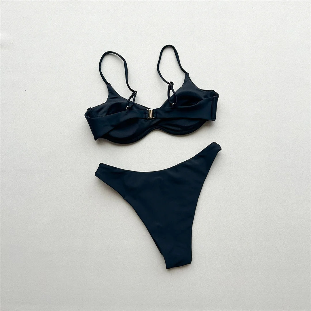 New Underwired Bikini Female Swimsuit Women Swimwear Two-Pieces Bikini Set Brazilian Padded Bather Bathing Suit Swim V7743