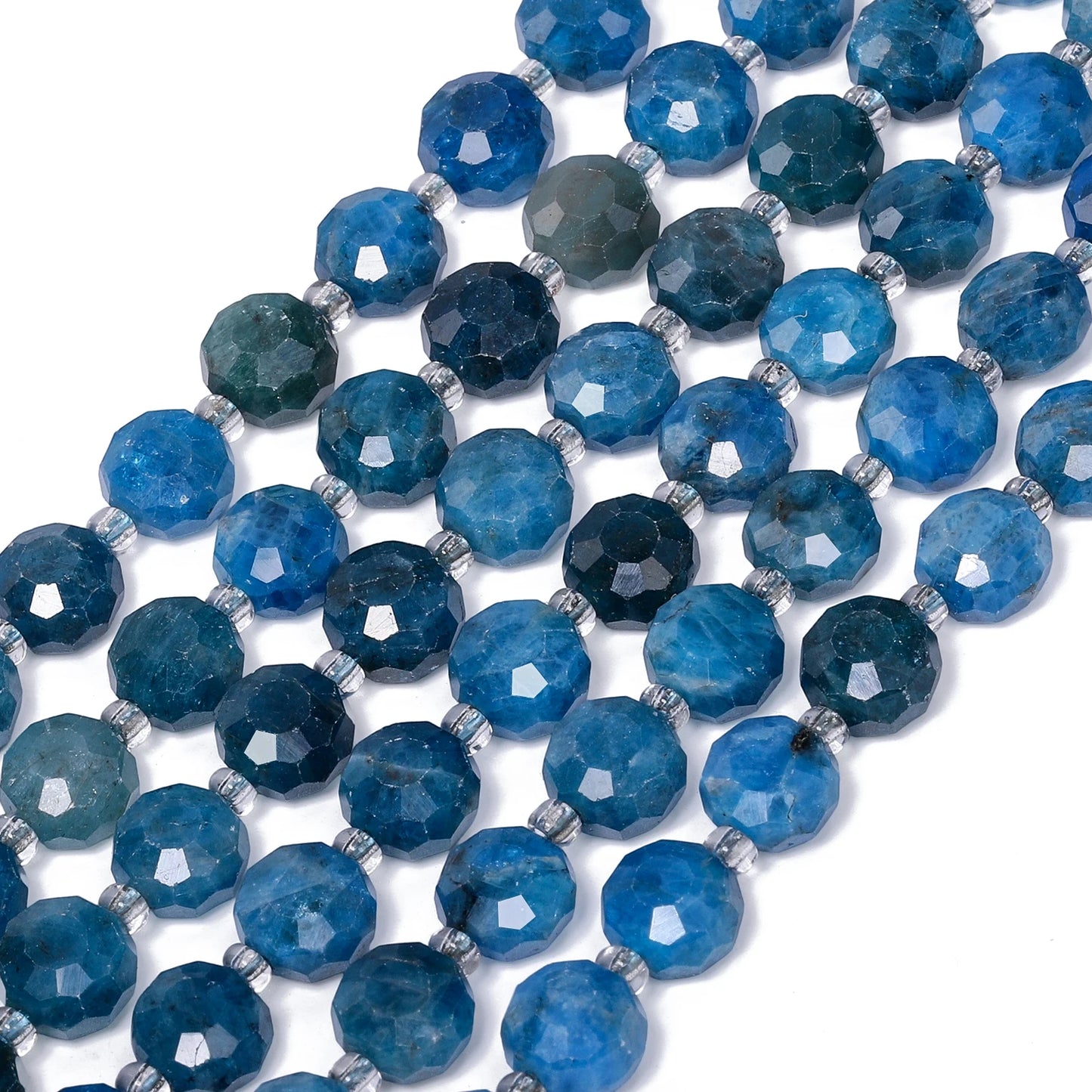 Natural Blue Apatite Gems Stone Beads 8x5mm AAA Faceted Flat Round Coin Shape Beads for Jewelry Making Diy Accessories