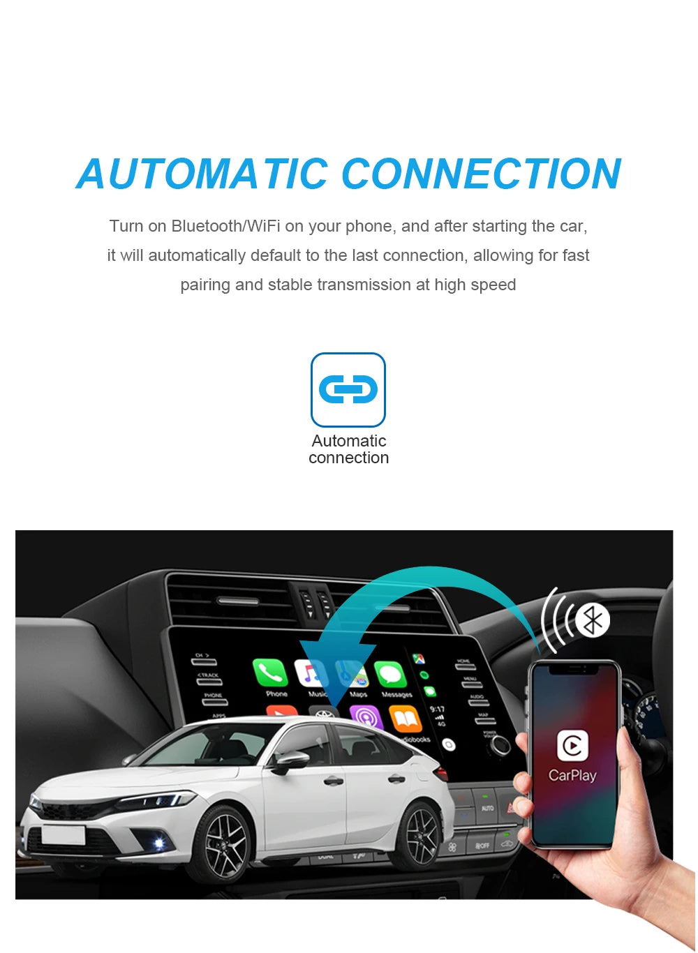 Acodo Mini Wired to Wireless 2 in 1 CarPlay and Android Auto Box  Plug and Play Fashionable and Portable Suitable for 99% car