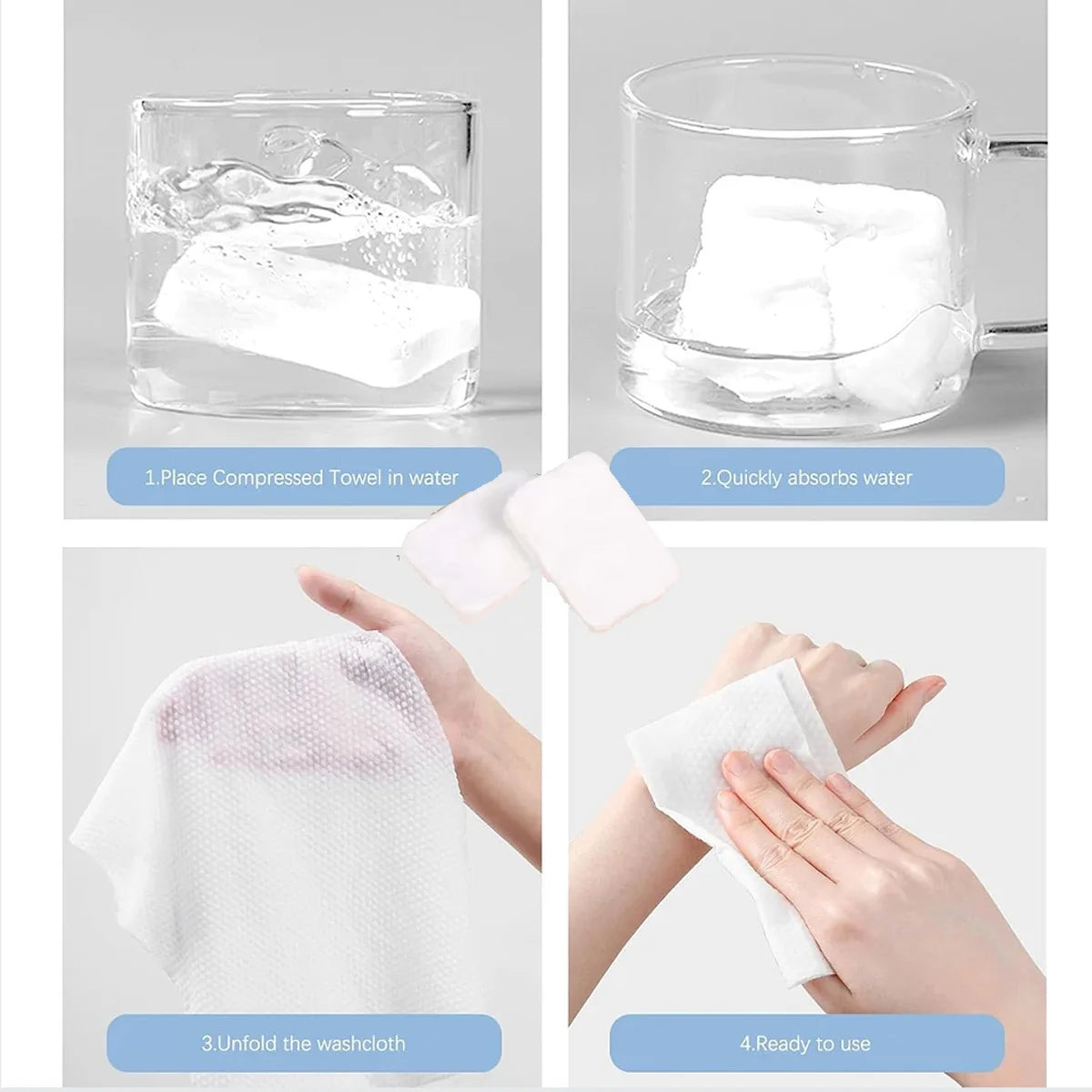100Pcs Portable Compressed Towel Disposable Face Cleaning Soft Compressed Hand Wipe Towel Non-woven Fabric Makeup Wipes