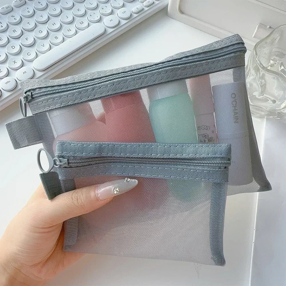 1/12pcs Mesh Clear Cosmetic Bags Small Large Black Makeup Bag Portable Travel Toiletry Organizer Case Lipstick Storage Pouch