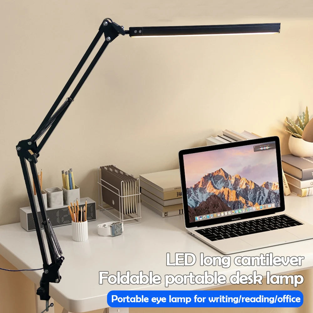 LED Single-Head Eye-Caring Desk Lamp 10 Brightness Levels 3 Lighting Mode Flexible Gooseneck Clamp Study Lamp USB PC Monito Lamp