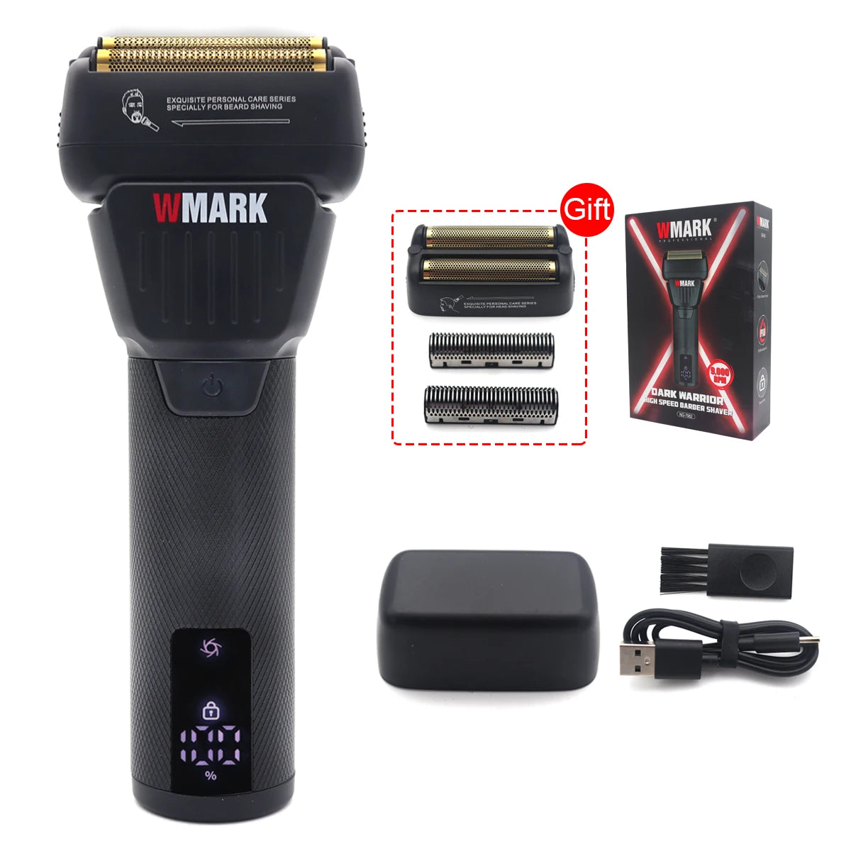VGR WMARK Professional Hair Clipper for Men DLC Blade 9000RPM Double Foil Professional Barber Machines V003 V906 NG7982