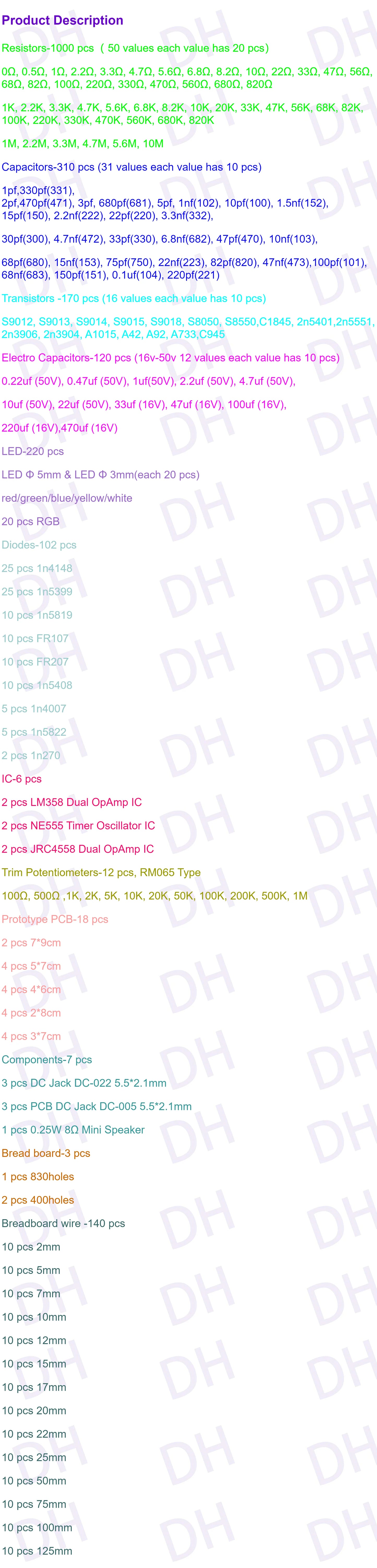 2110pcs Electronic Components Kit Ultimate Edition Various Common Capacitors  Resistors T0-92 LED PCB Board DIP-IC Breadboard