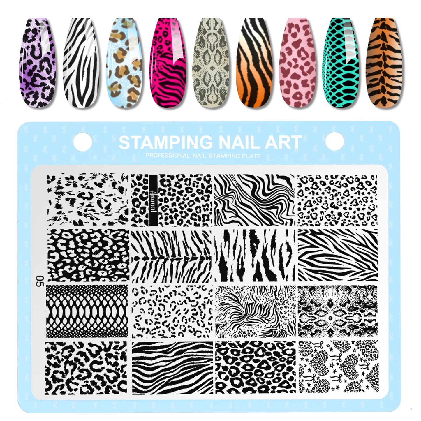 Print Nail Stamping Plate Leopard Snake Pattern Nail Art Stencil Stainless Steel Nail Stamp Template for DIY Manicure nial tools