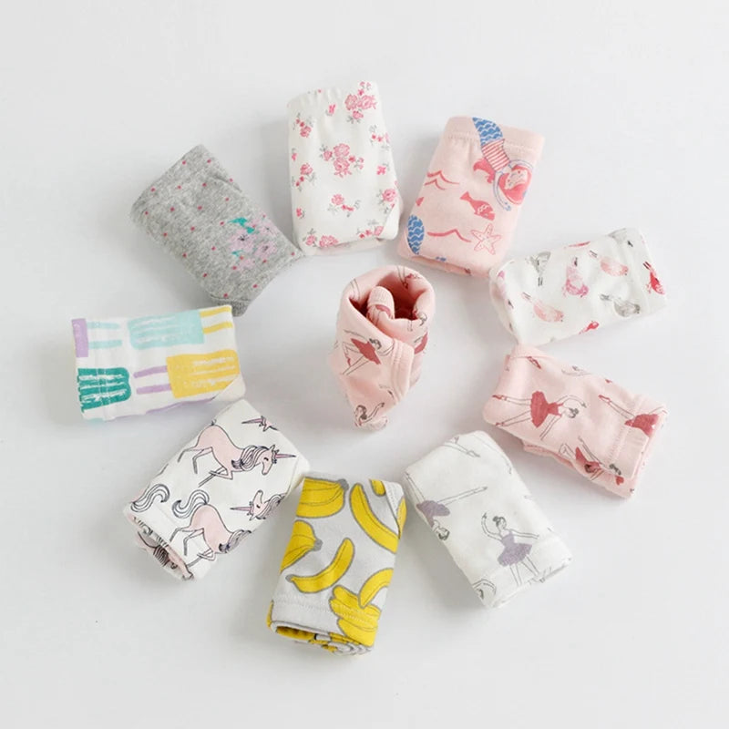 Kids Underwear Girls Sweet Cotton Breathable Panties Children Soft Non-Stringy Briefs Short Underpants 4-8Y