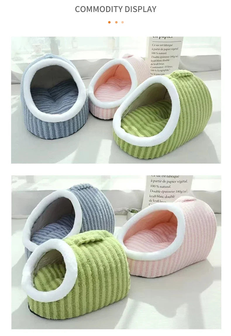 Fashion Warm Thick Sponge Dog Kennel Cat Nest Striped Slipper Design Pet Bed Cozy Comfortable Washable Pet Sleeping Mat
