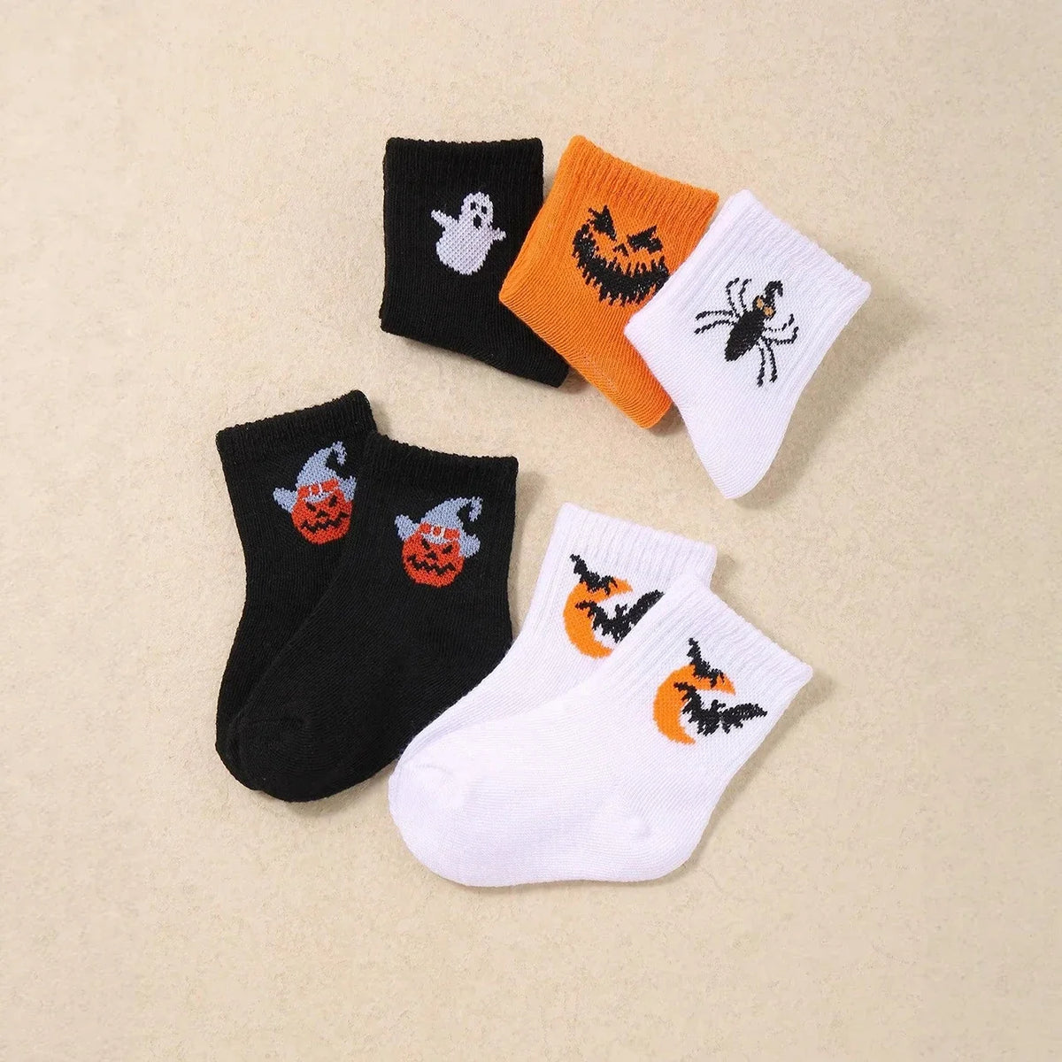 5Pairs/Set Cartoon Baby Socks Cute Halloween Sock for Infant Boy Girl Spring Autumn Soft Cotton Middle Tube Socks Party Gifts