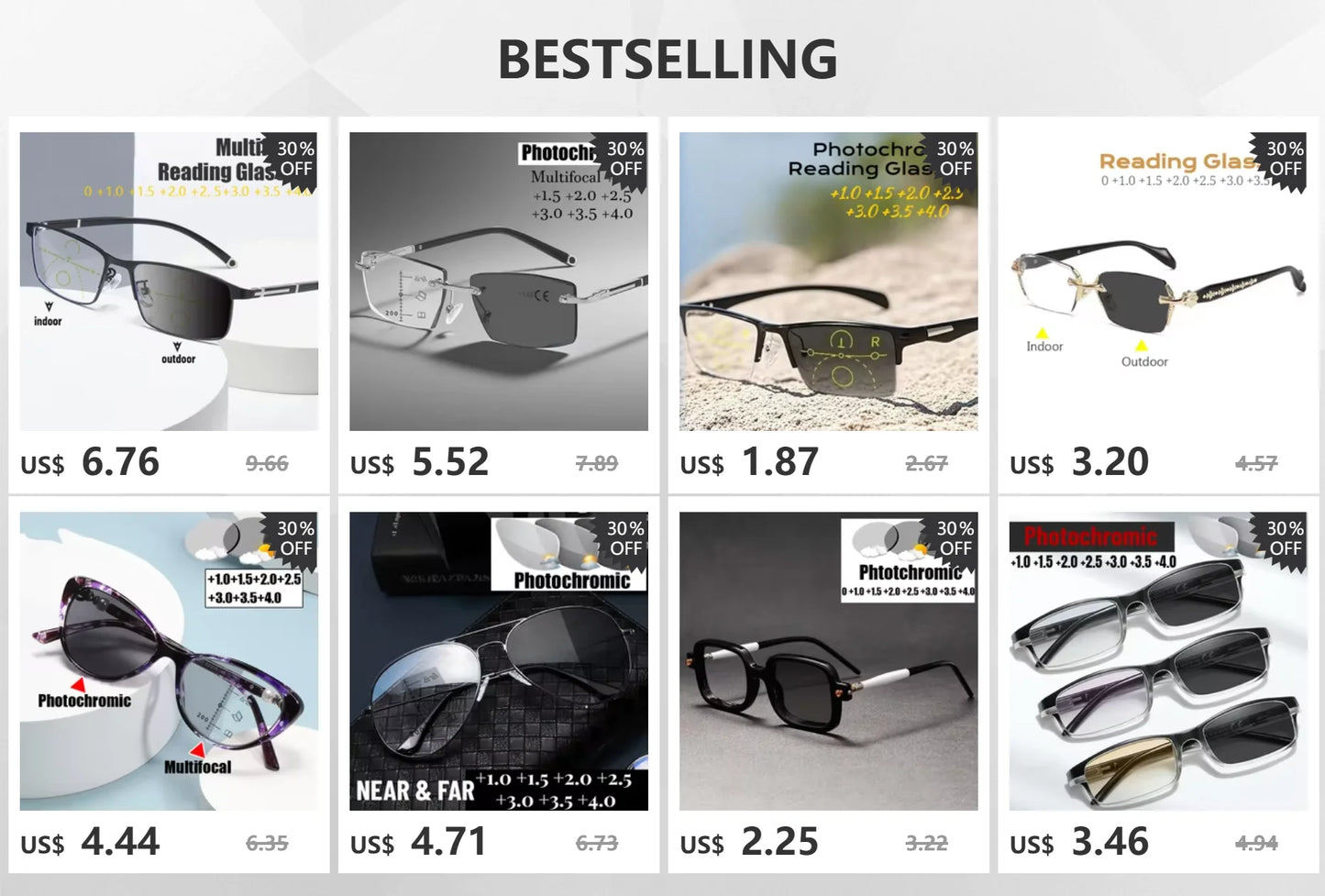 Intelligent Photochromic Reading Glasses for Men Quality Classic Finished Progressive Multifocal Near Far Sight Sunglasses