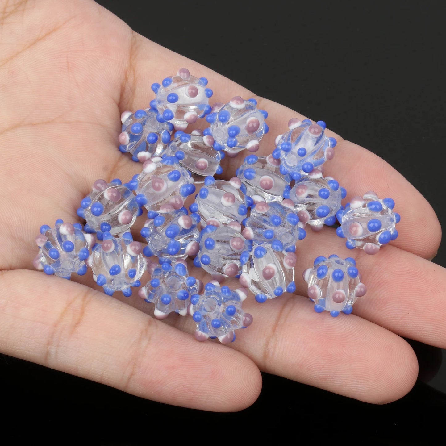 10mm Multicolor Murano Pumpkin Spot Lampwork Glass Loose Spacer Large Beads For Jewerly Making Diy Bracelet Earring Accessories