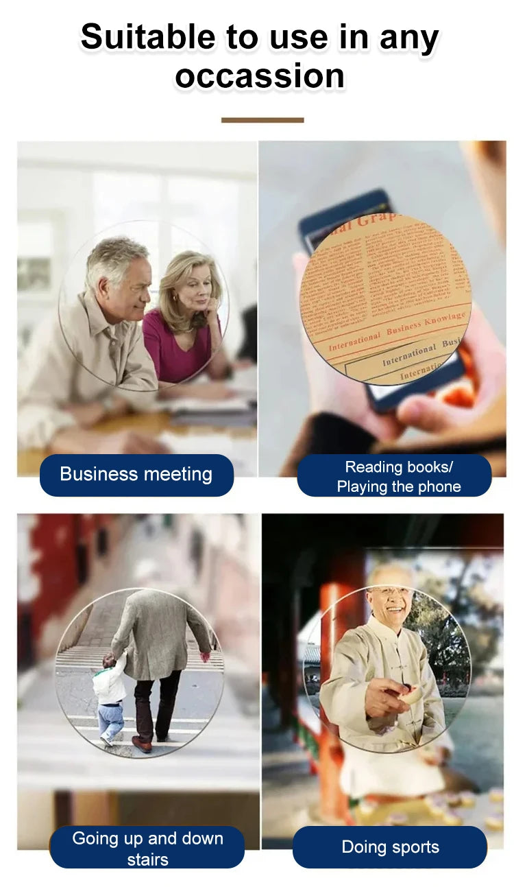 Auto-zoom Frameless Reading Glasses Edge-cut Style Suitable For Myopia Far-sightedness Anti-radiation Lightweight Reading