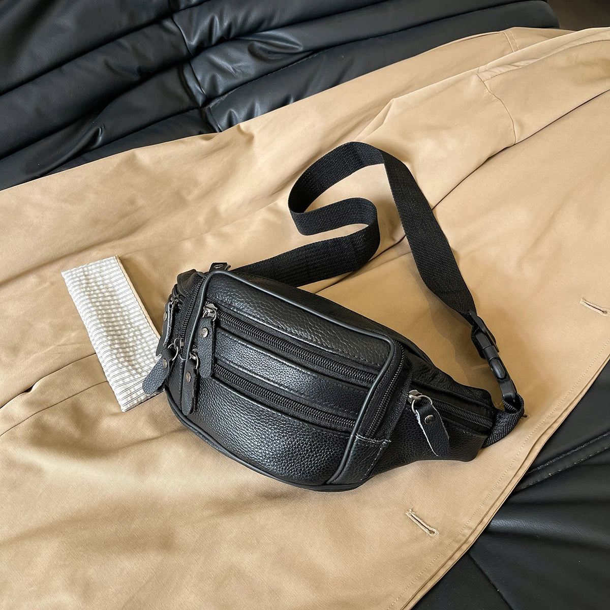 Leather Waist Bag Casual Small Square Hip Packs Crossbody Multi-function Outdoor Phone Pouch Belt Bag Fanny Pack Shoulder Bags