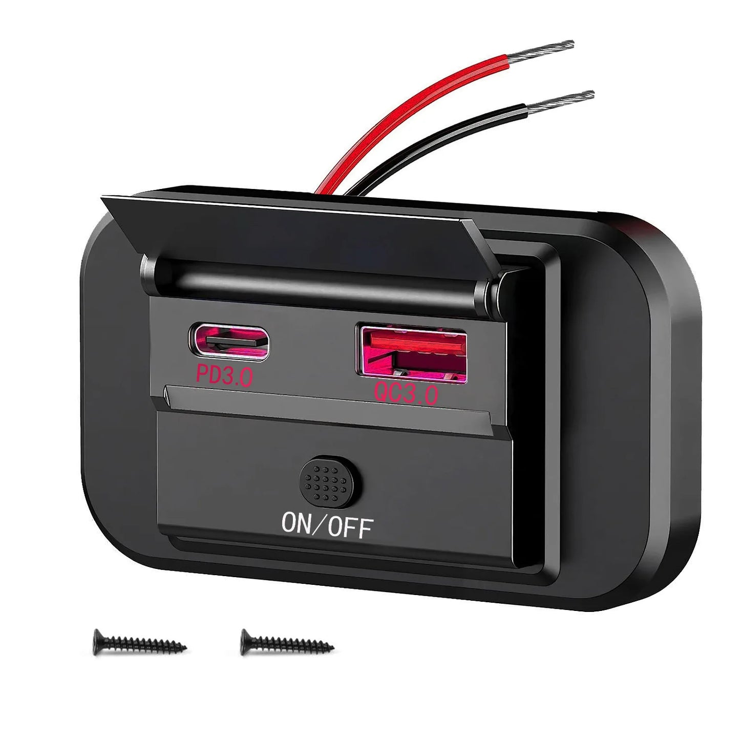 PD QC3.0 Car Charger Socket Quick Charge 12V/24V For Motorcycle Auto Truck ATV RV Bus Dual USB Power Adapter Outlet With On/Off