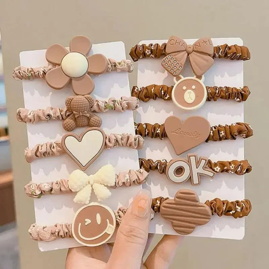 10 pieces of hair accessories, high elastic elastic ladies hair band suit, simple temperament, high ponytail hair accessories.