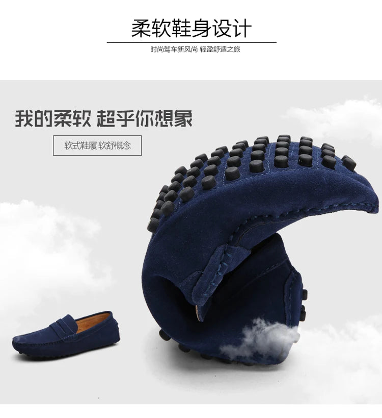 Men's Casual Fashion Genuine Leather Loafers Moccasins Slip-On Driving Shoes 38-50 Size Range Male Flats Comfort Footwear
