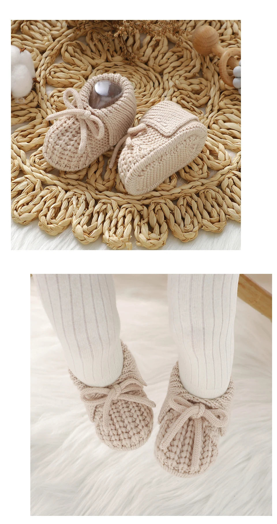 Baby First Walkers Shoes Cute Bowknot Hand Knitted Newborn Boys Girls Prewalkers 0-12m Infant Kids Soft Soled Footwear Anti-Slip