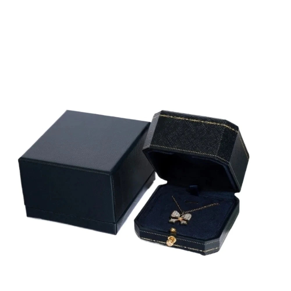 Customizable LOGO Vintage Octagonal Gold Text Storage Box Ring Earnail Bracelet  Jewelry Packaging Case Collection Storage Box