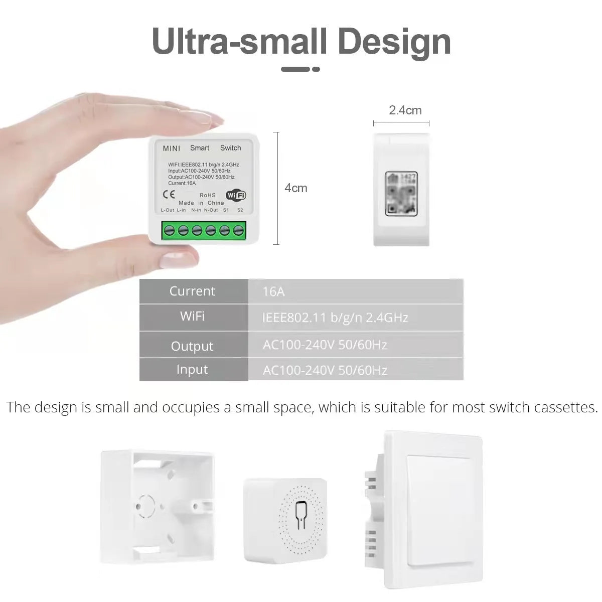 Wifi Mini Smart Switch 16A DIY Light Switches Wireless Smart Home with Tuya Smart Life EweLink Homekit Alexa Alice Google Home