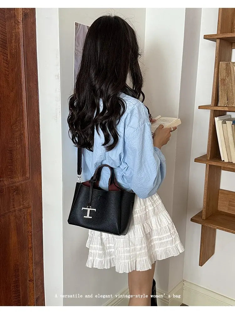 Unique High-End Leather Diaper Bag: Elegant Crossbody Messenger Bag For Women With Vintage Designer Look And Large Capacity