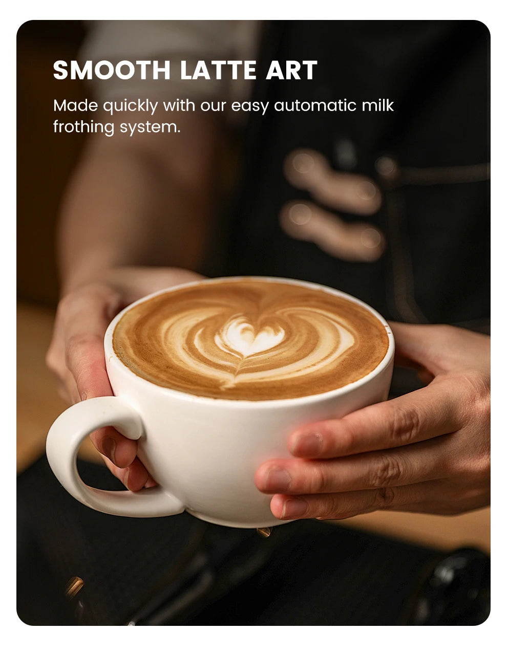 Mcilpoog WS-D5 Automatic Coffee Machine - Smart Wi-Fi , 12 Coffee Varieties, Touchscreen & Built-In Frother/1.5L Tank for Home