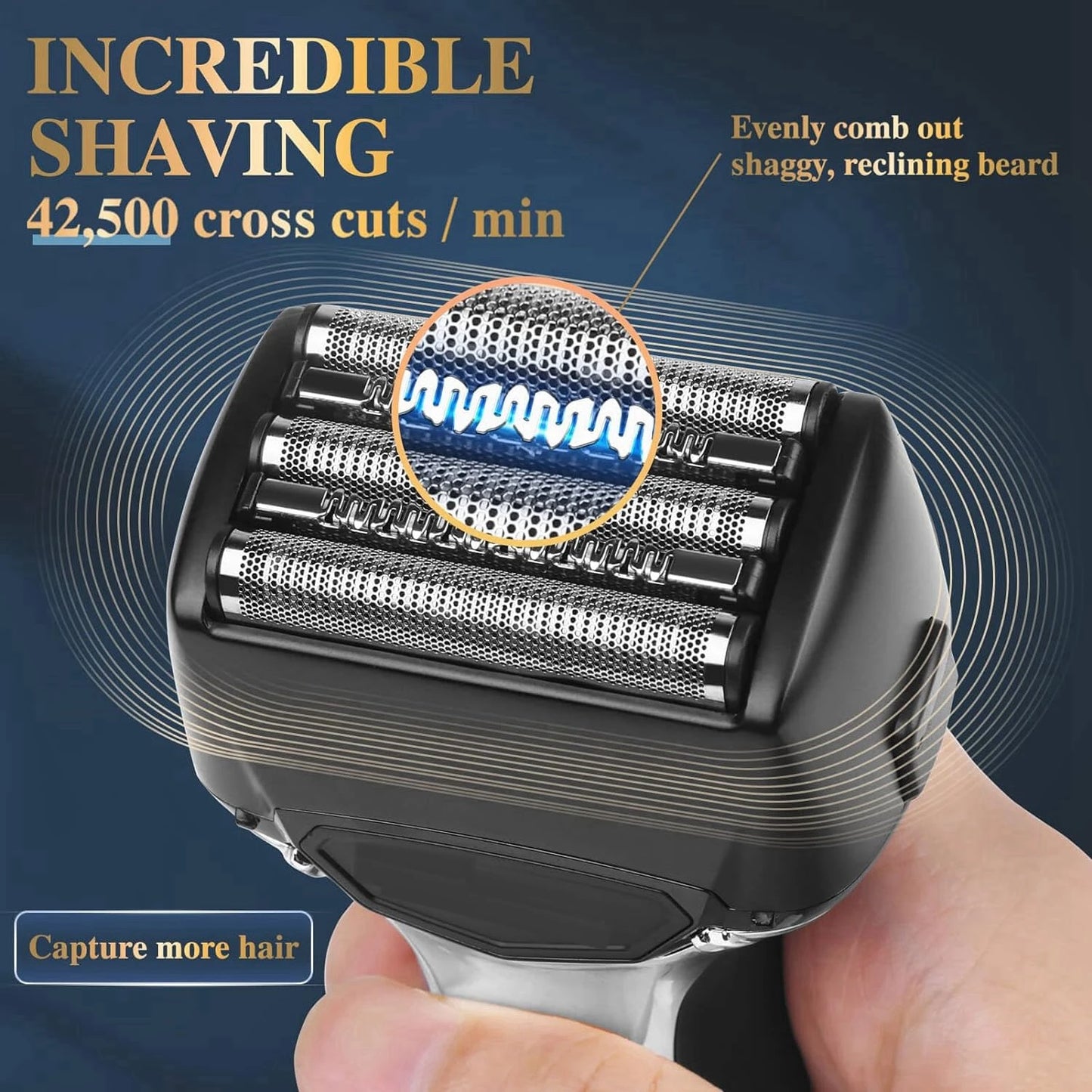 Kemei 5-Blades Beard Electric Shaver Face Wet Dry Electric Razor For Men Rechargeable washable Bald Heads Shaving Machine