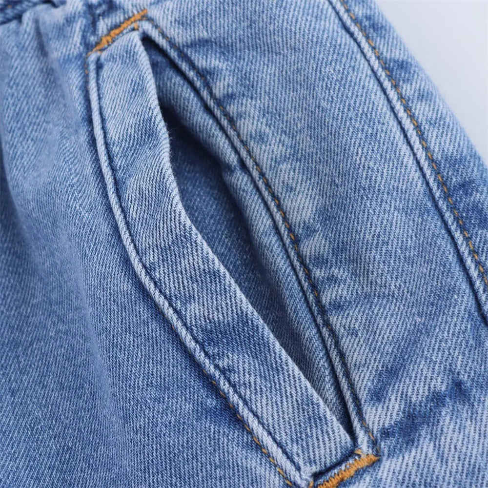 Women's Versatile Denim Long sleeved Short Shirt Top Long pants Set Spring/Summer New Product Casual Women's Wear