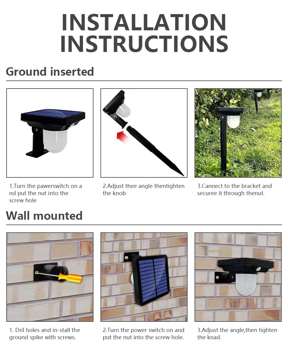 Solar Lights Outdoor Garden Solar Powered Wall Lamp Waterproof Motion Sensor Pathway Light Landscape Path Yard Backyard Lawn