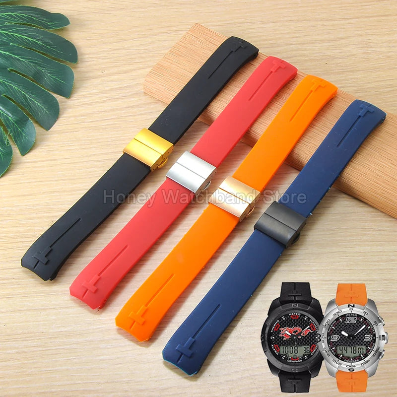Flexible Comfortable Silicone Bracelet for Tissot T-Touch Blue Orange T013 T047 T121 Watchband Special Interface Sweat Resistant