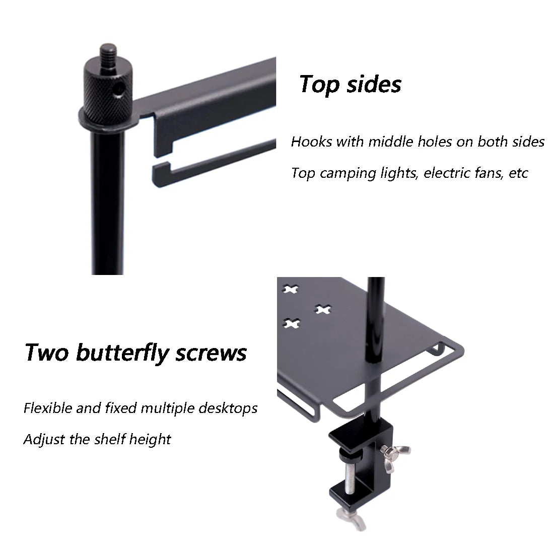 TARKA Camping Shelf Lantern Stand, Tableware Tools Hanging Rack,  Multifunctional IGT Tabletop  Storage Rack Light Holder