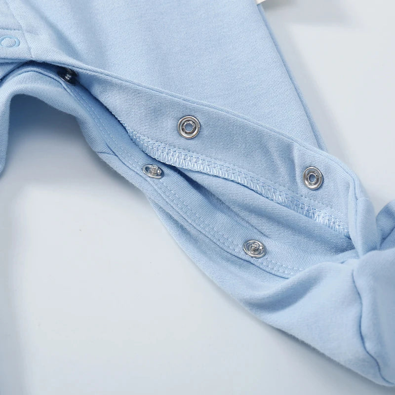 Baby Clothing Boy Girl Jumpsuits Foot Binding Cotton Rompers Solid Color Front Open Button Bodysuits Baby Outfits 0-12 Months