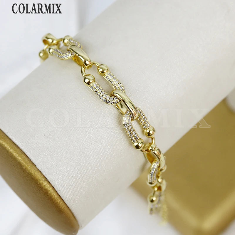 Classic Zircon U Shape Chain 18-K Gold Plated Gold Chains Fashion Jewelry Style  40435